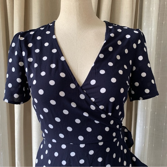 POLKA DOT RETRO BLUE AND WHITE MINI DRESS S - Picture 6 of 10